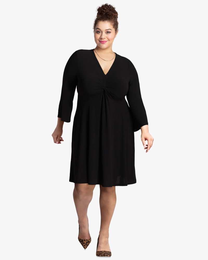 Plus size model with diamond body shape wearing Cecilia Knot Front Dress  by Sabrina Collective | Dia&Co | dia_product_style_image_id:119535